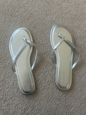 J. Crew Metallic Silver Thong Sandals